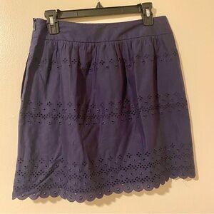 Ann Taylor LOFT Navy Eyelet A-Line Bell Skirt  - Size 4